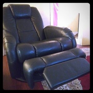 Leather swivel reclining chair